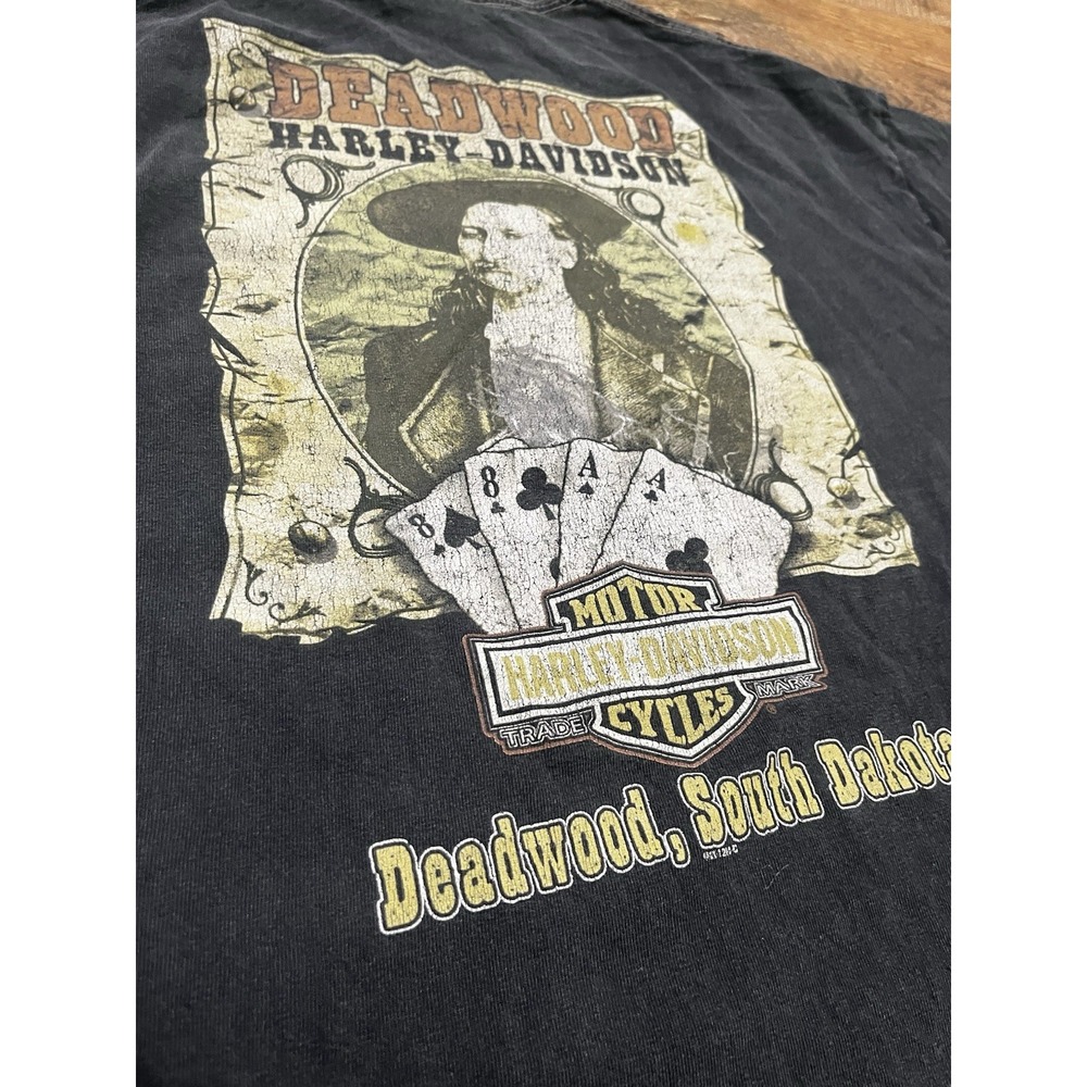Harley Davison Playing Cards Deadwood, South Dakota Graphic T-Shirt Grey - Picture 3 of 8